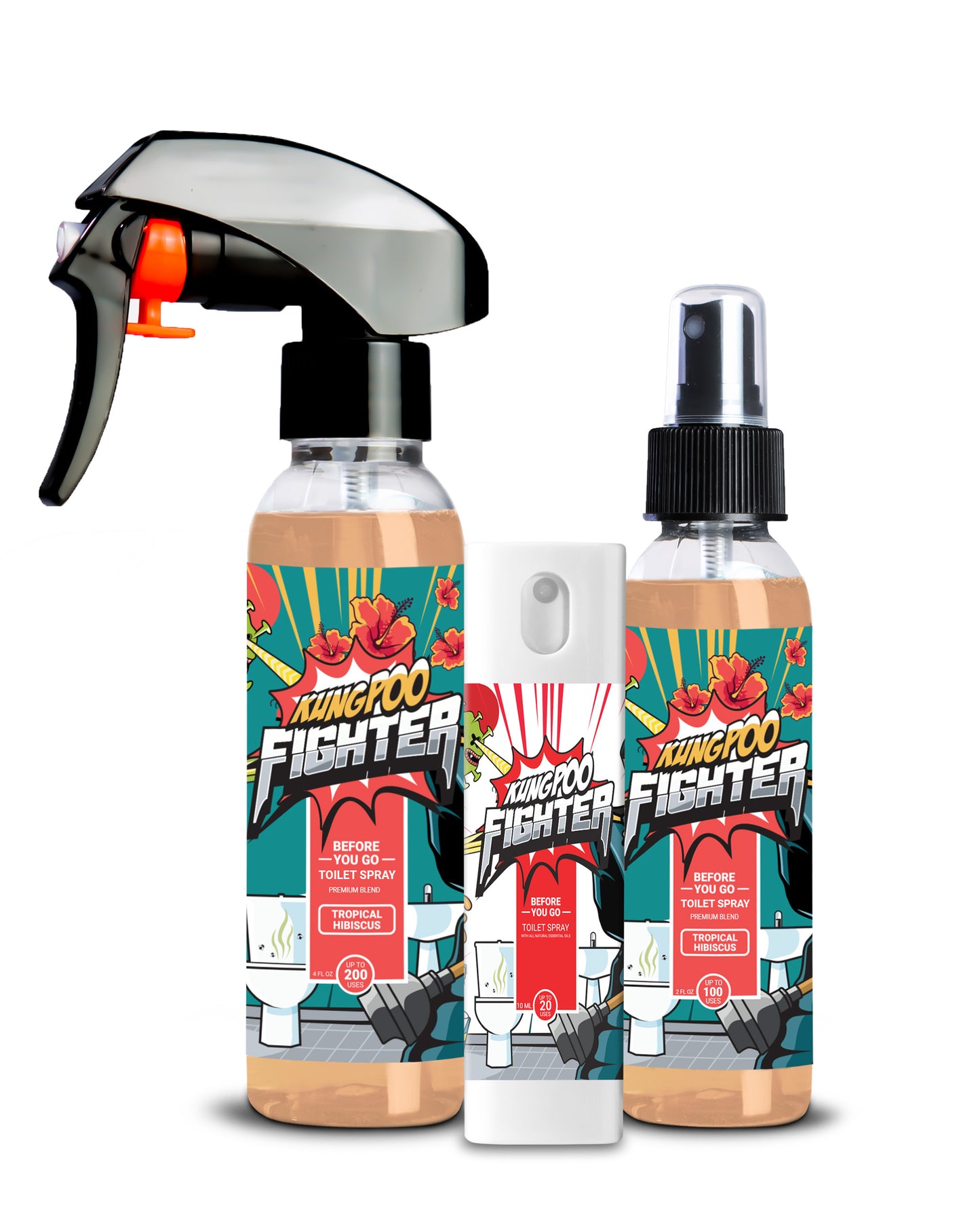 Kung Poo Fighter Toilet Spray Complete Kit (Tropical Hibiscus)