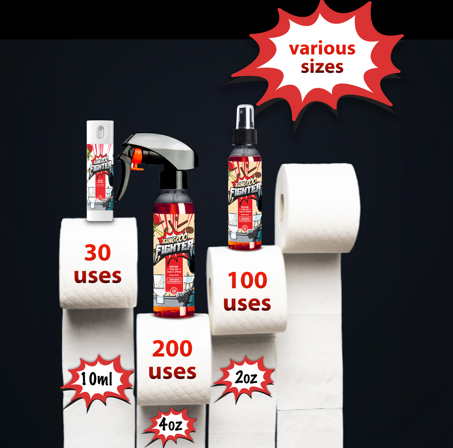 Kung Poo Fighter Toilet Spray Complete Kit (Citrus)